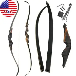 60'' Black Hunter RH Recurve 40-60lbs Bamboo Core Take Down