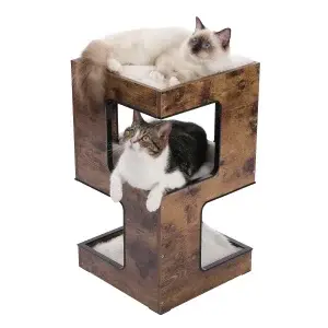 Wood Cat Condo with Removable Soft Mats