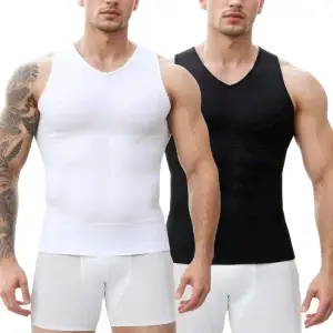 Men's V Neck Compression Slim Fit Undershirt for  Daily Casual Summer Wear